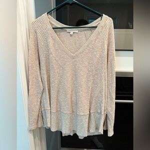 Anthropolgie Cozy Cream V-Neck Sweater
